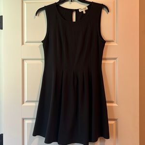 Monteau Black Dress with Pleats and Back Button with Peephole - Size M